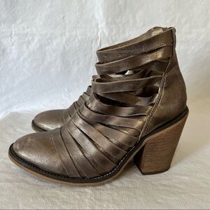 Free People Hybrid Heel Leather Metallic Ankle Booties